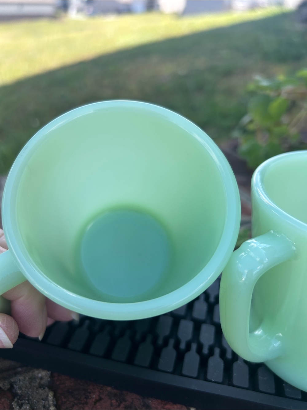 Fire King Vintage coffee mugs. Mint green - Picture 2 of 3